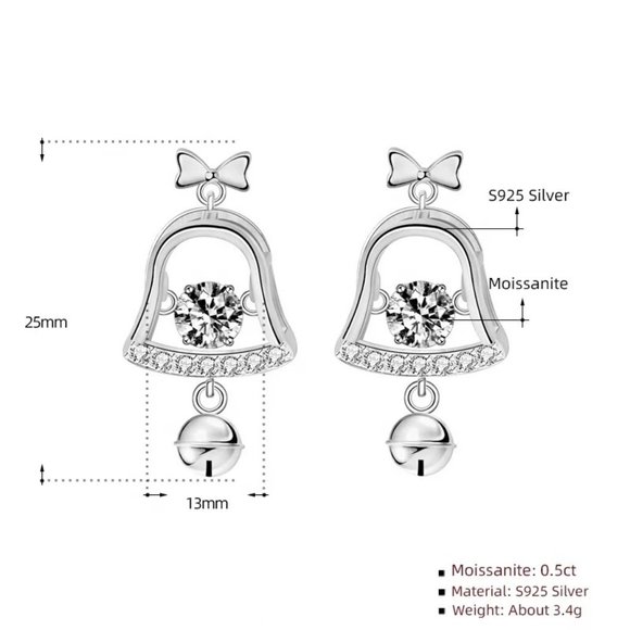 Certified 1ct. t.w. Diamond Bell Earrings 18k White Gold over Italian Silver - Picture 5 of 16